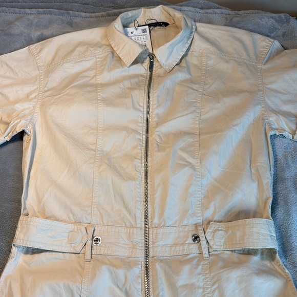NWT Zara Cotton Wide Leg Skater Cargo Pocket Jumpsuit Size Small - Picture 5 of 16